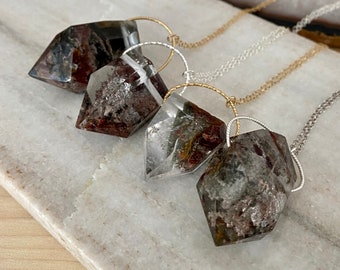 houseofgems Sterling Silver Natural Lodolite Small Teardrop Shaped Gemstone Pendant Necklace houseofgems Sterling Silver Natural Lodolite Small Teardrop Shaped Gemstone Pendant Necklace