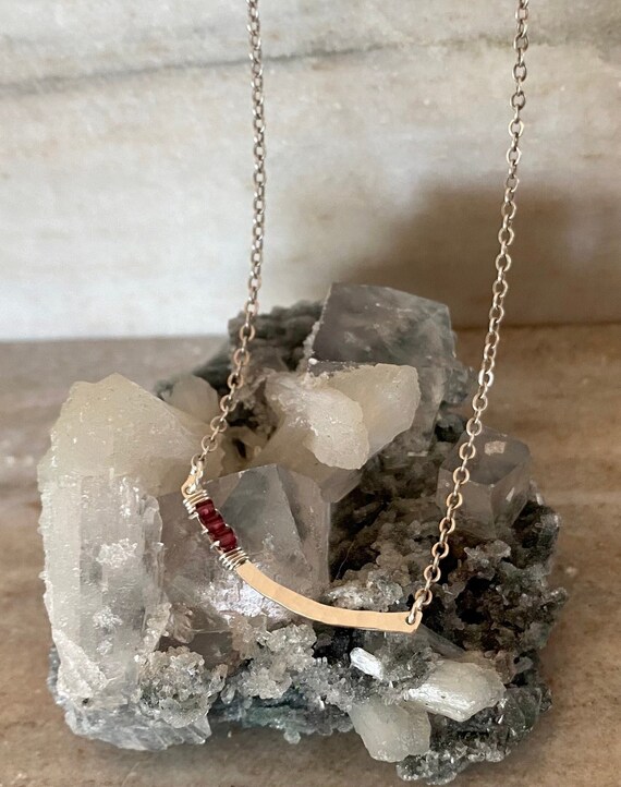Garnet bar necklace deals