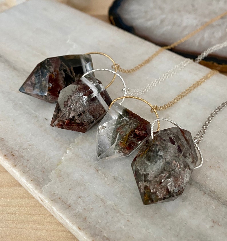 White Phantom Quartz Pendant Natural Healing Crystal Set in Sterling Silver .925 Pendant White Phantom Quartz Pendant Natural Healing Crystal Set in Sterling Silver .925 Pendant