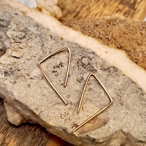 Hoop Earrings / Threader Earrings Hoops / Gold Filled Geometric Threader Hoops / Open Hoop Earrings / Minimalist Gold Hoops