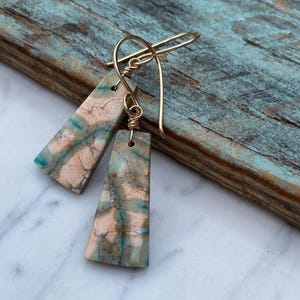Earrings - Sea Sediment Jasper and 14K Gold-Filled Dangle and Drop Earrings / Gemstone Earrings / Colorful Stone with Gold Earrings