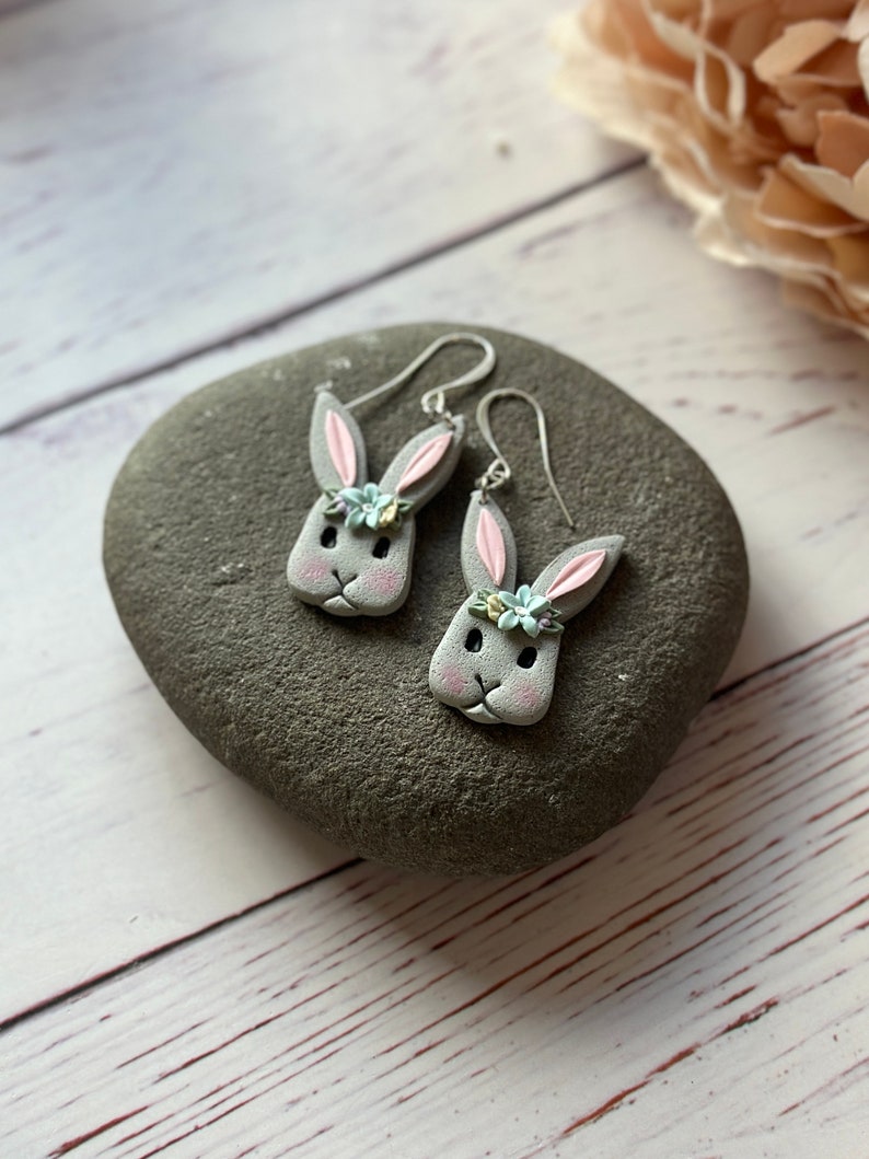 Easter Polymer Clay Earrings / Bunny Earrings / Easter Bunny Earrings / Statement Earrings image 3