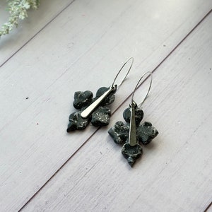 Boho Black Marbled Polymer Clay Earrings