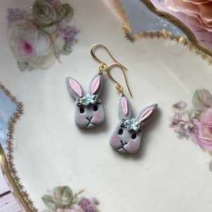 Easter Polymer Clay Earrings / Bunny Earrings / Easter Bunny Earrings / Statement Earrings image 2