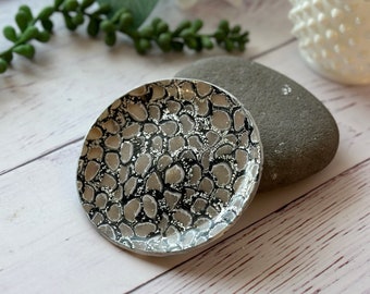 Beige, Taupe, Black and Silver Polymer Clay Decorative Trinket Dish for Jewelry