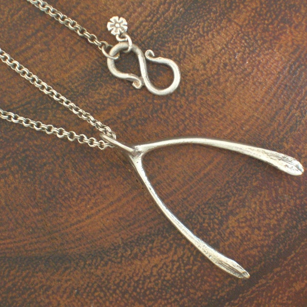 cast silver wishbone necklace