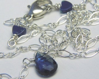 Silver kyanite, kyanite necklace, blue kyanite, tiny silver necklace, layering necklace, kyanite pendant kyanite jewelry gemstone necklace