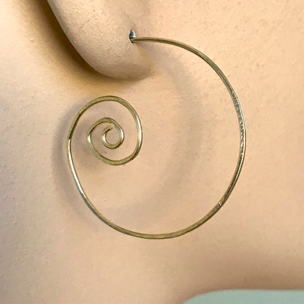 Gold filled Hoops, Spiral Hoop Earrings golden Earring Bold minimalist rustic spiral hoops, boho earrings simple earrings gypsy boho