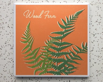 Wood Fern Houseplant Tile Coaster