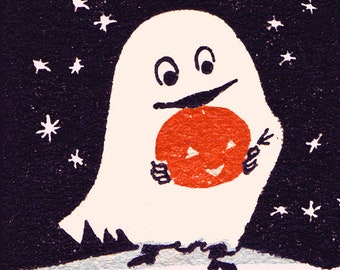 vintage Ghostly Halloween Tile Coaster