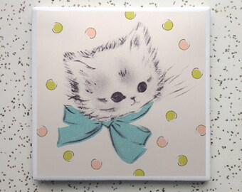 Kittens and Bows Tile Coaster