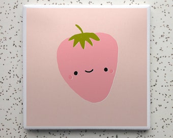 Joyeux sous-verres de tuiles de fraise