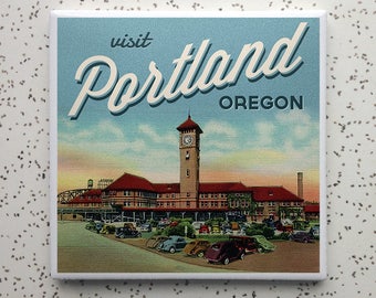 Portland OR Train Station Tile Coaster