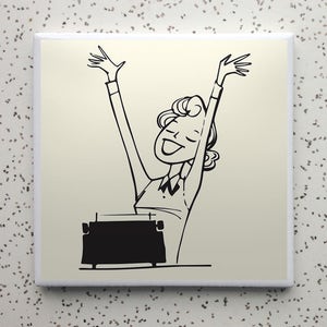 Happy Typist Tile Coaster image 1