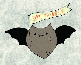 Batsy Halloween Tile Coaster illustré