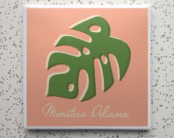 Philodendron Monstera Deliciosa plante d’intérieur tuile dessous de verre