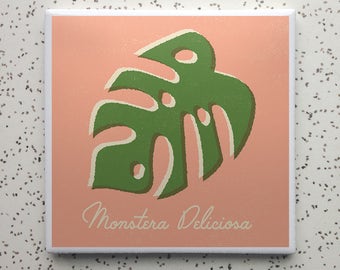 Monstera Deliciosa Philodendron Zimmerpflanze Tile Coaster