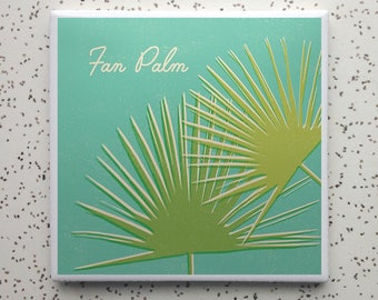 Fan Palm Houseplant Tile Coaster