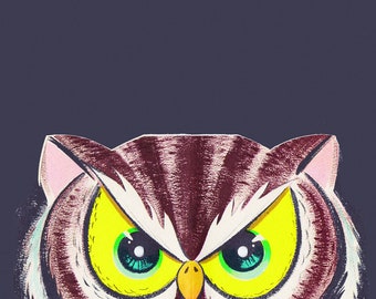 vintage Owl Eyes Halloween Tile Coaster