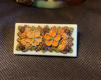 1940s lucite plastic flower brooch