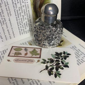 Small vintage silver plated bottle, with beautiful acorn & oak leaf design.