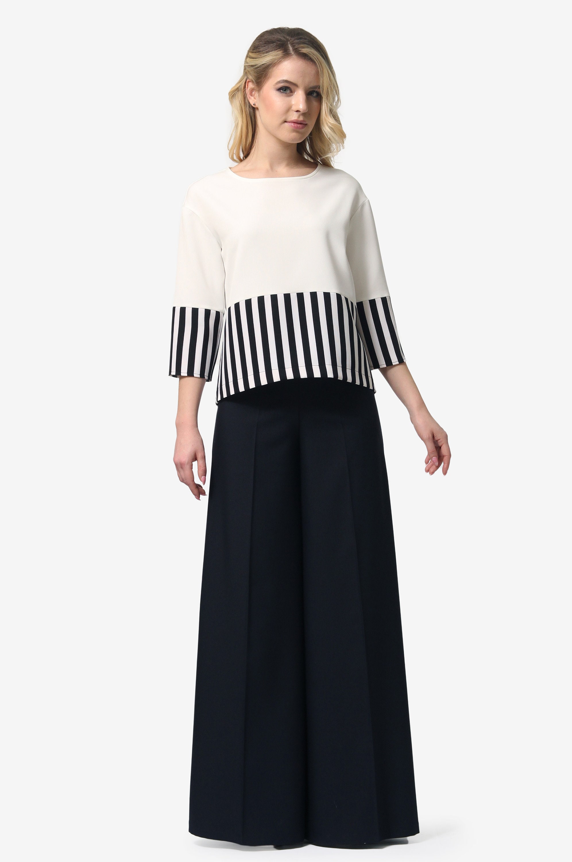 Wide Leg Trouser Suit Cropped Sleeve Blouse, High Waist Etsy — free download