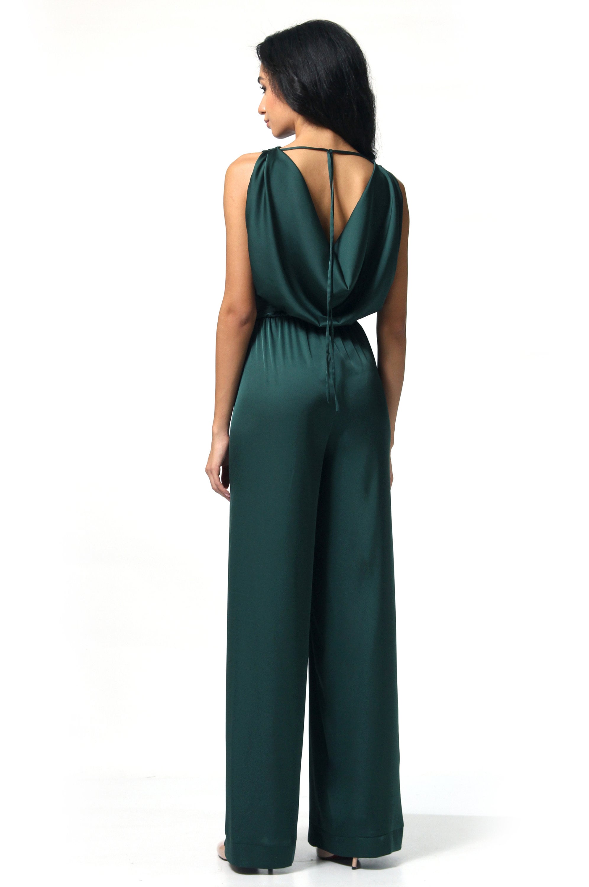 Elegant Off-Shoulder Tie-Up Slim Fit Straight Jumpsuit main image 1