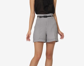 High-Waisted Shorts: Elastic Waist, Belted, Wide Cuff - 10cm Inseam