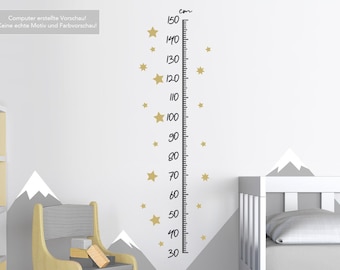 Wall decal wall sticker wall art measuring stick measuring tape sizer stars