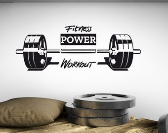 Tatuaje de pared fitness power entrenamiento, adhesivo de pared, arte de pared, decoración, gimnasio en casa