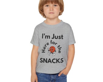 Tout-petit Juste ici pour le goûter Tee Heavy Cotton™ Funny Basketball frère et sœur