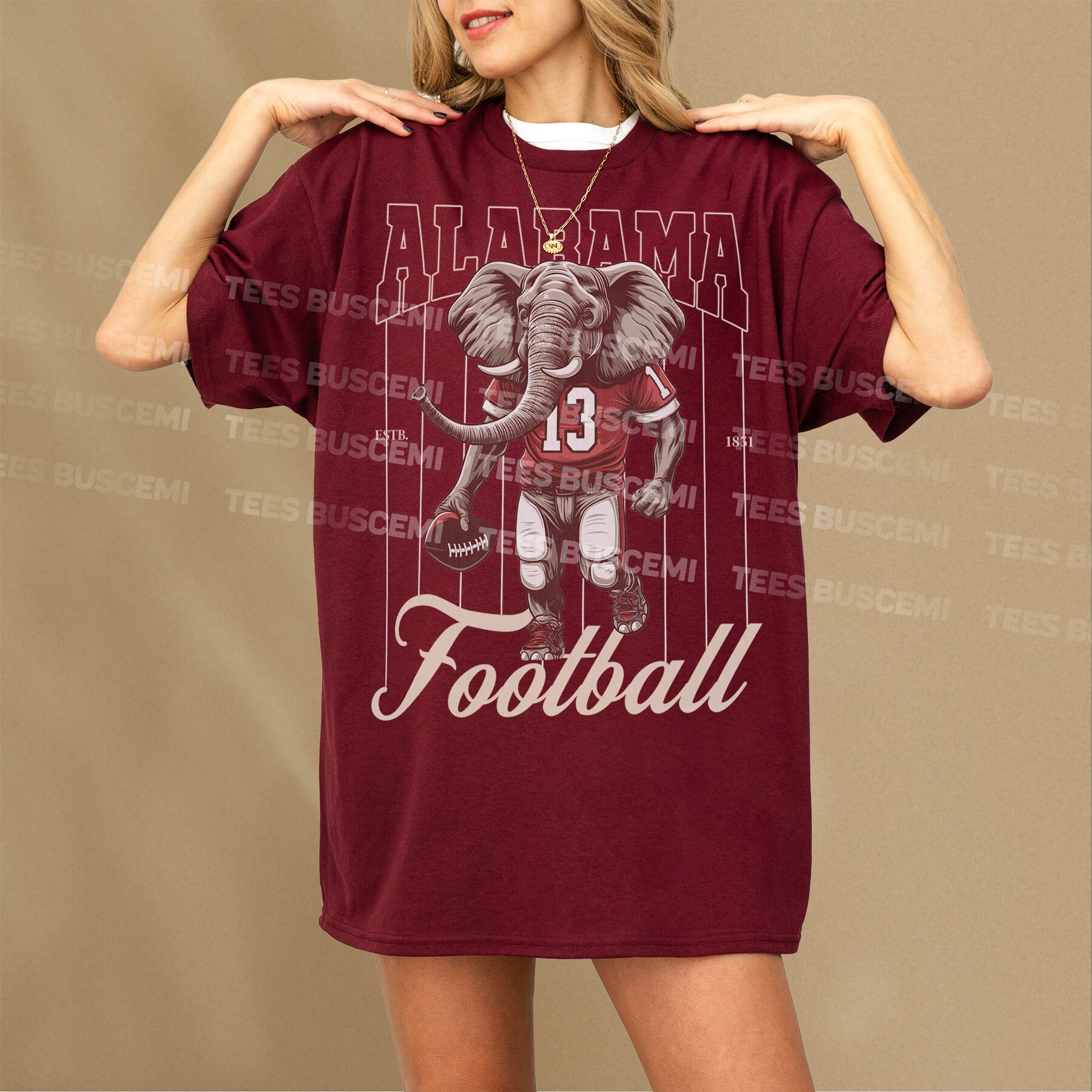 Retro Alabama T-Shirt, Vintage Pinstripes Jersey Graphic Tee, Gift for Bama Football Fan, Unisex Crimson Red Elephant Shirt