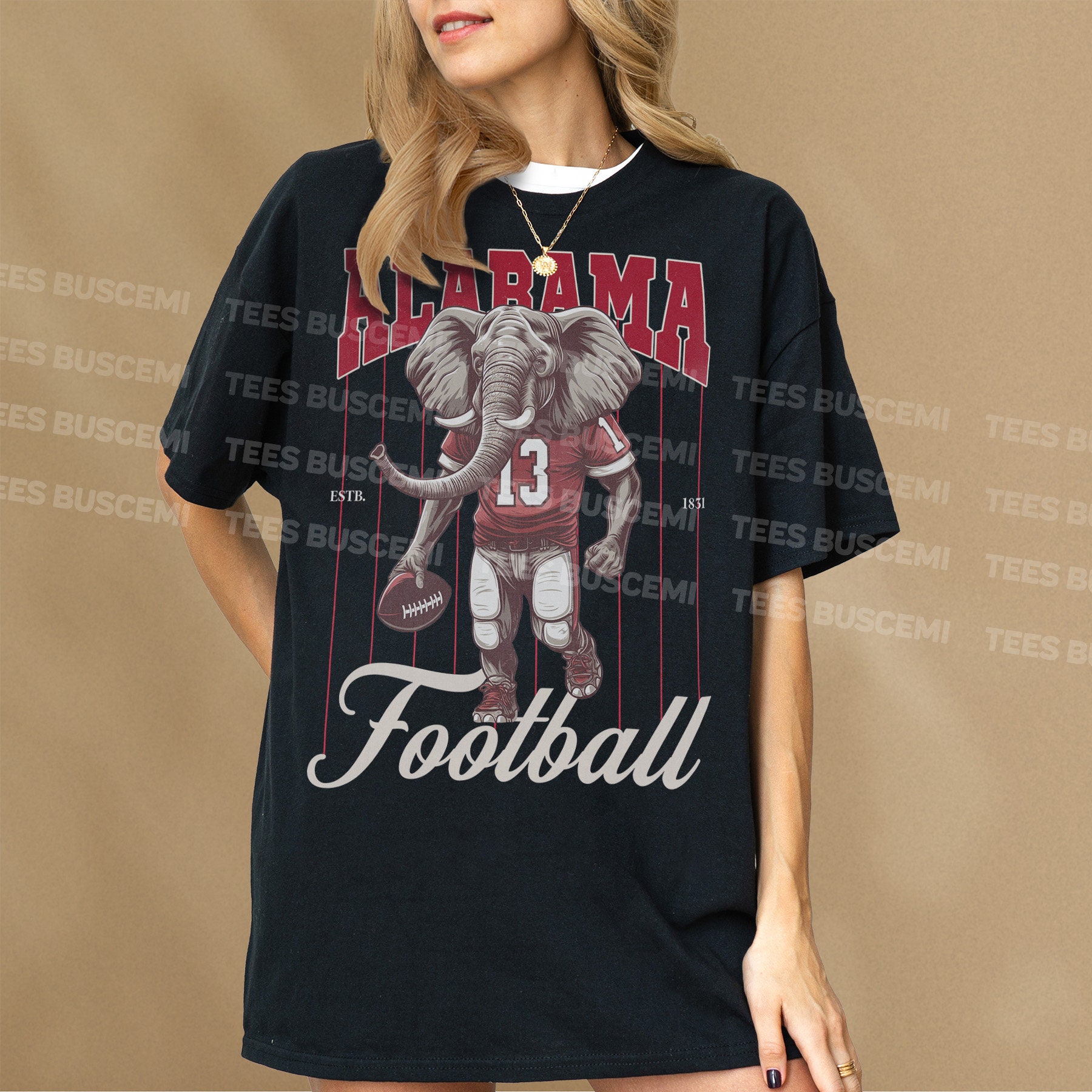 Retro Alabama T-Shirt, Vintage Pinstripes Jersey Graphic Tee, Gift for Bama Football Fan, Unisex Crimson Red Elephant Shirt