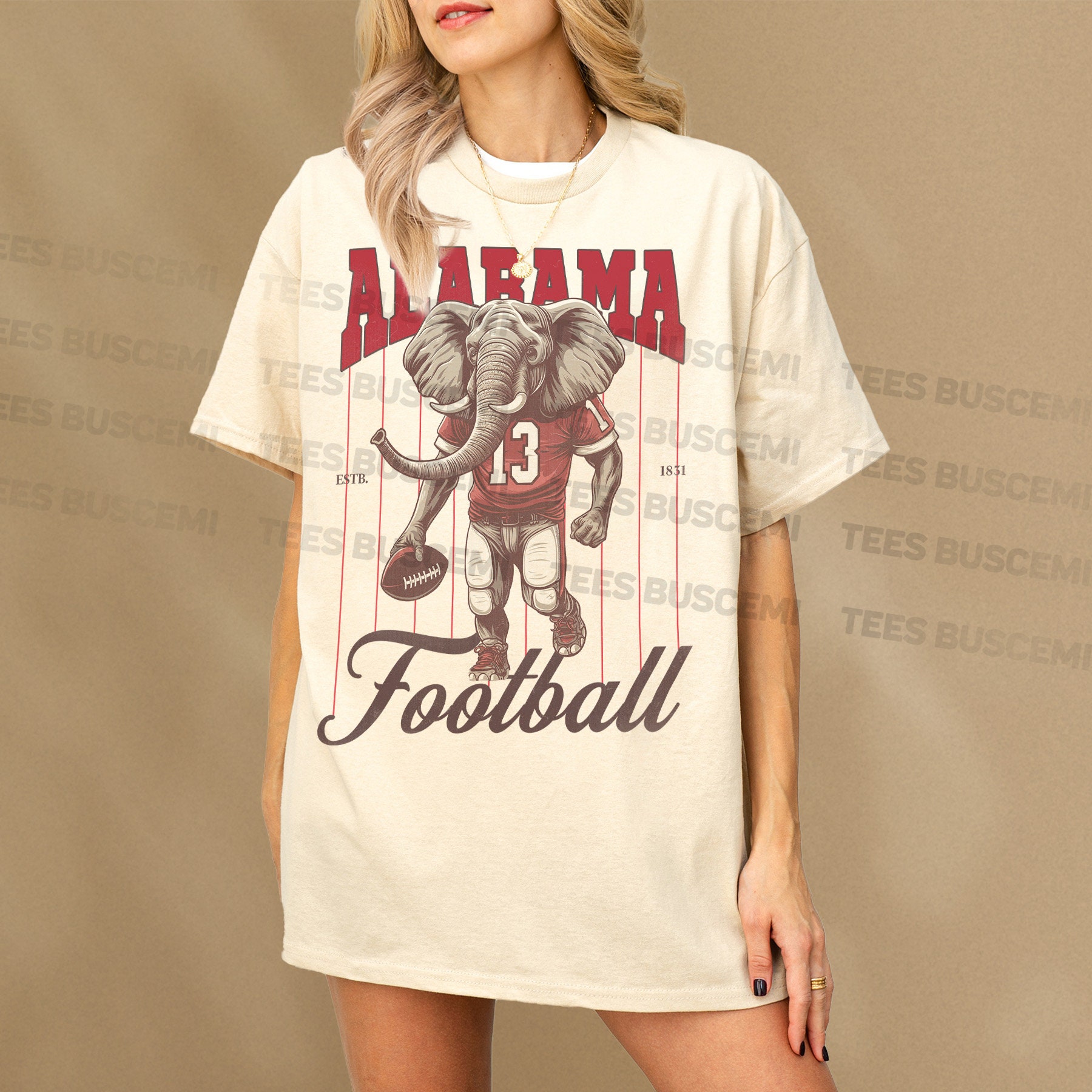 Retro Alabama T-Shirt, Vintage Pinstripes Jersey Graphic Tee, Gift for Bama Football Fan, Unisex Crimson Red Elephant Shirt