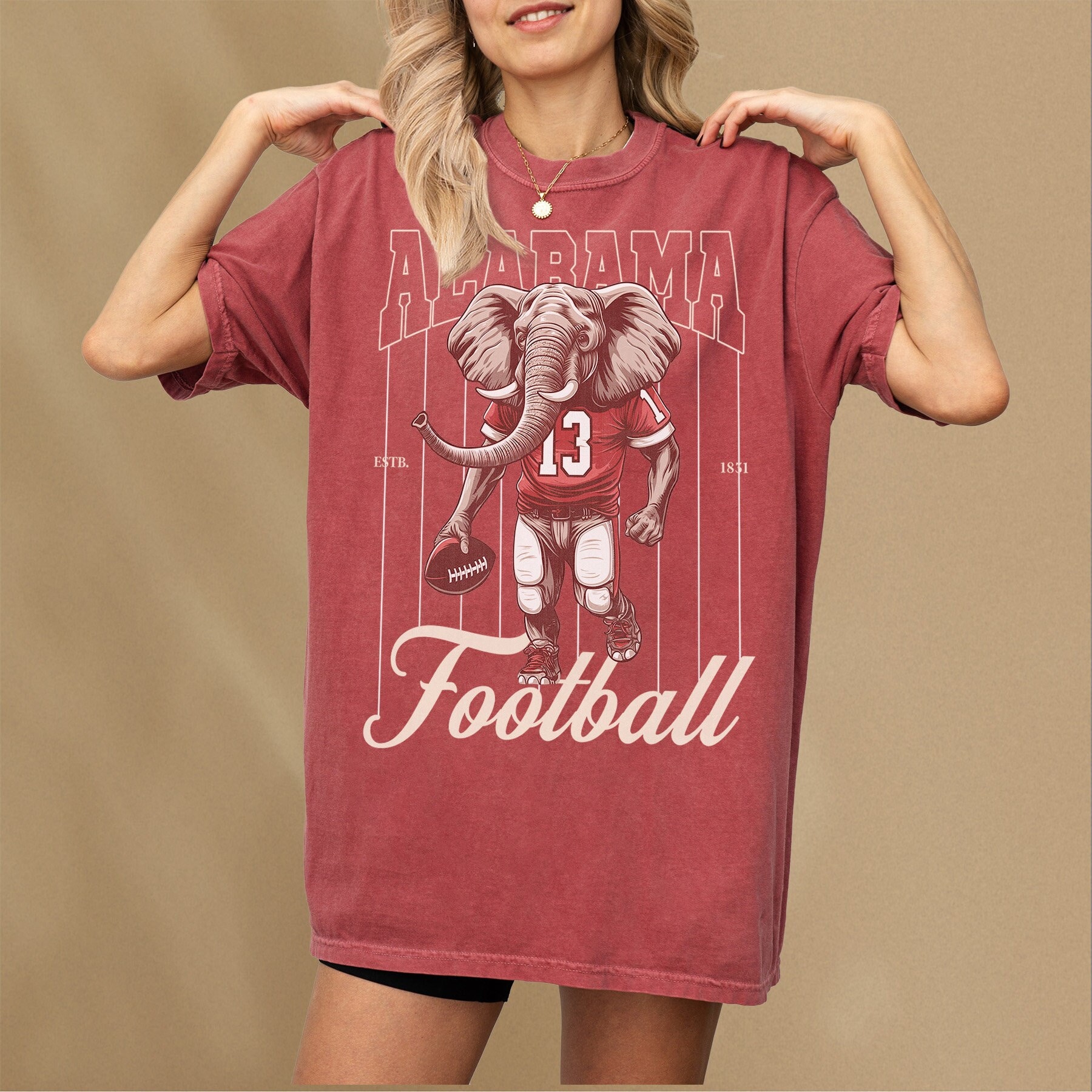Retro Alabama T-Shirt, Vintage Pinstripes Jersey Graphic Tee, Gift for Bama Football Fan, Unisex Crimson Red Elephant Shirt