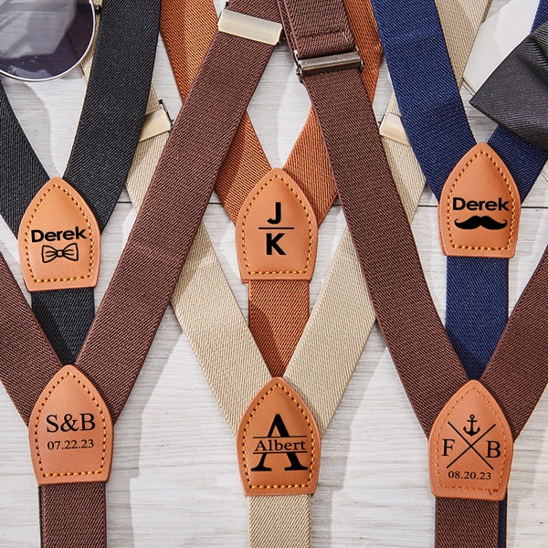 Personalized Suspender, Custom Leather Suspender, Vintage Suspender For Men, Buckle Suspender For Groomsmen, Men Suspenders, Groomsman Gift
