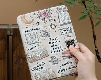 Bookish Days Kindle Case Kobo clear case Paperwhite 12th Gen Colorsoft with Hand Strap Auto Sleep Wake Magnetic Back stand best gift for her
