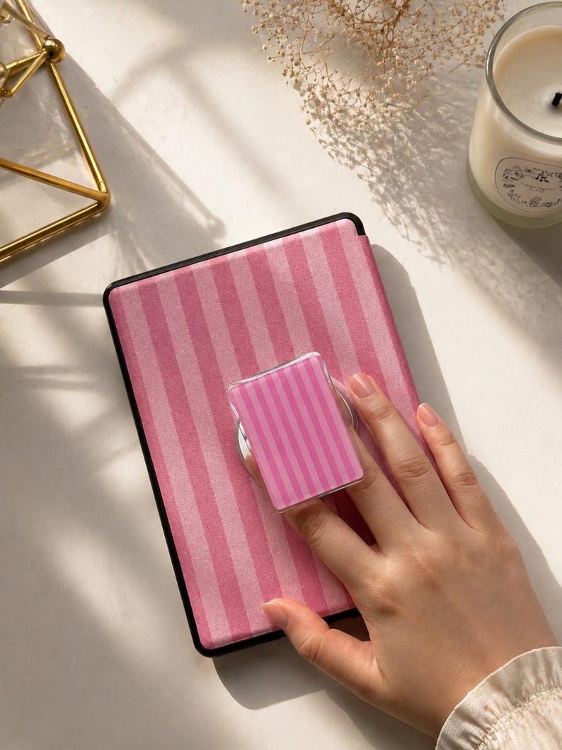 Personalized Striped Kindle Case, Custom Initial Kindle Cover, Colorful E-Reader Sleeve, Kindle Paperwhite & Colorsoft Case, Reader Gift image 10