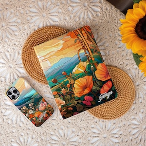 Oil Painting Series - Evening Sunset and Flowers ipad case,iPad Air Case with Pencil Holder,iPad Pro 12.9" 11",ipad Mini case,ipad pro 2024