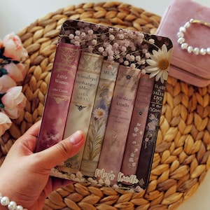 Floral Kindle Case: Vintage Bookshelf Design, Personalized E-Reader Cover