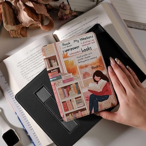 Bookish Girl Kindle Case,Kobo case,Kindle Paperwhite 12th Gen and Kindle Colorsoft with Hand Strap,Auto Sleep Wake,Magnetic Back