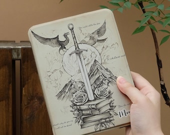 Funda para Kindle Dragon Fourth Wing, funda para Kobo, Kindle Paperwhite de 12.ª generación y Kindle Colorsoft con correa de mano, función de encendido y apagado automático, parte trasera magnética