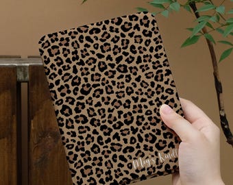 Personalised Leopard Kindle & Kobo Case Custom Name– Kindle paperwhite 12th gen case Stand Hand Strap Cover,  Auto Sleep/Wake