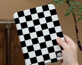Checkerboard Kobo case, Kindle Case for Kindle Paperwhite 12th Gen and Kindle Colorsoft with Hand Strap,Auto Sleep Wake,Magnetic Back