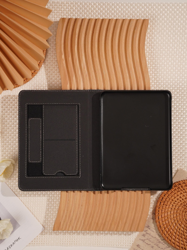 Brown Lychee Leather Kindle Case, Kindle Colorsoft Case, Kindle Paperwhite 12th, Kindle 2024 11th Case, Auto Wake/Sleep, Magnetic Back stand image 13