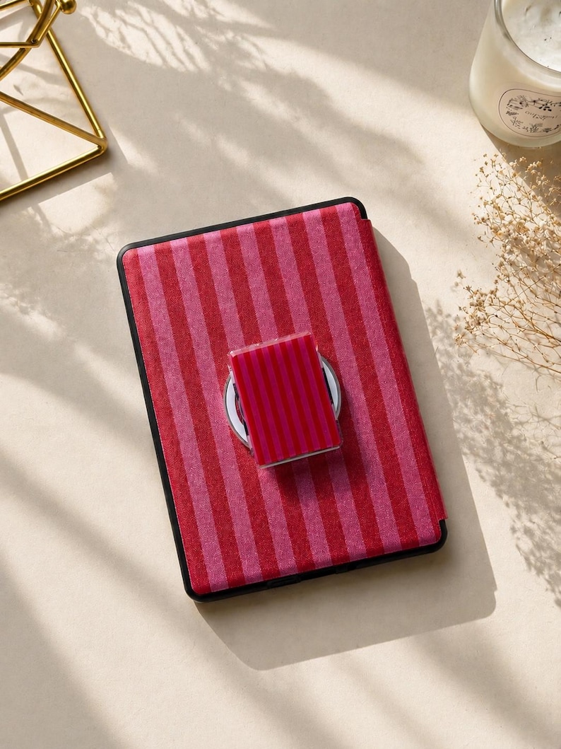 Personalized Striped Kindle Case, Custom Initial Kindle Cover, Colorful E-Reader Sleeve, Kindle Paperwhite & Colorsoft Case, Reader Gift image 9