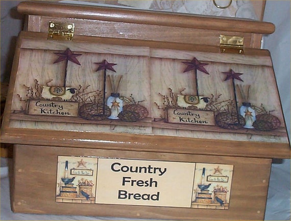 Fat Chef Waiters Bread Box Handcrafted Solid Pine made in USA Stained GoldenOak 