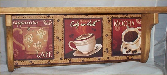 Coffee Wood Wall Shelf Mocha Cappuccino Cafe Home Decor Etsy