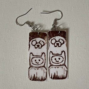 Finn and Jake (Adventure Time) Eraser Print Earrings