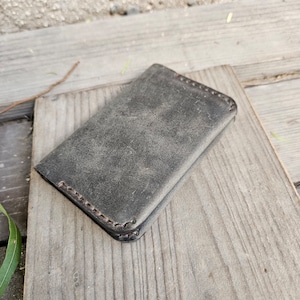 Cartera minimalista de cuero / Tarjetero / Cartera sencilla / Cartera de cuero cosida a mano / Haulet / Día del Padre